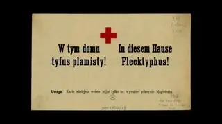 Ostrzeżenie przed tyfusem plamistym, przenoszonym przez wszy i pchły, z okresu I wojny światowej