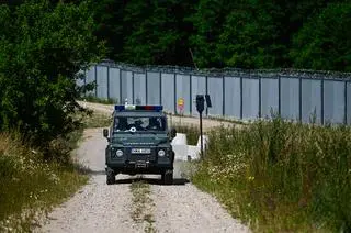 Zapora na granicy polsko-białoruskiej