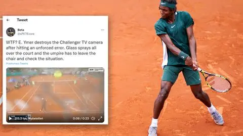 Szwed nie opanował złości. Po chwili na korcie było pełno szkła