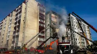 Ostrzelany blok w Humaniu 