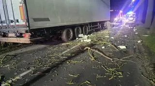 samochód ciężarowy uderzył w drzewo. Bęczno