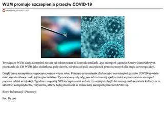 WUM promuje szczepienia przeciw COVID-19