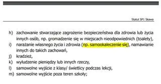 Fragment statutu szkoły w Skawie