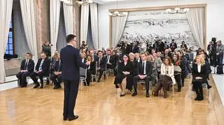 Szymon Hołownia podczas wystąpienia
