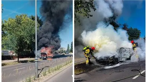 Samochód płonął w centrum miasta