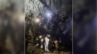 Jewgienij Prigożyn i najemnicy z Grupy Wagnera w kopalni soli w Sołedarze [10.01.2023]