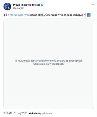 Spot PiS zablokowany na Twitterze 