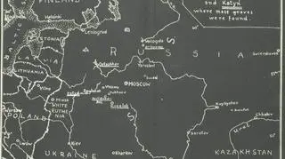 Mapa z lokalizacjami głównych obozów, w których w latach 1939-41 przetrzymywani byli polscy więźniowie, z uwzględnieniem ówczesnych granic państwowych