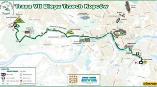 Trasa wiodła pomiędzy trzema krakowskimi kopcami – Krakusa, Kościuszki i Piłsudskiego