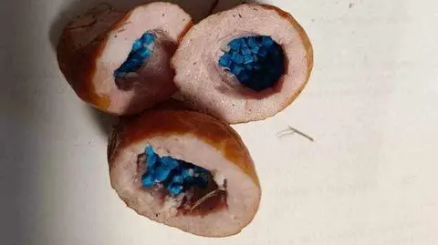 Kiełbasa z trutką rozrzucona w okolicach ulicy Milionowej w Łodzi