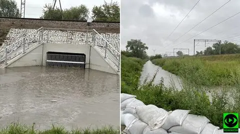 Zalany przepust pod torami, interwencje strażaków. Ulewy w Polsce