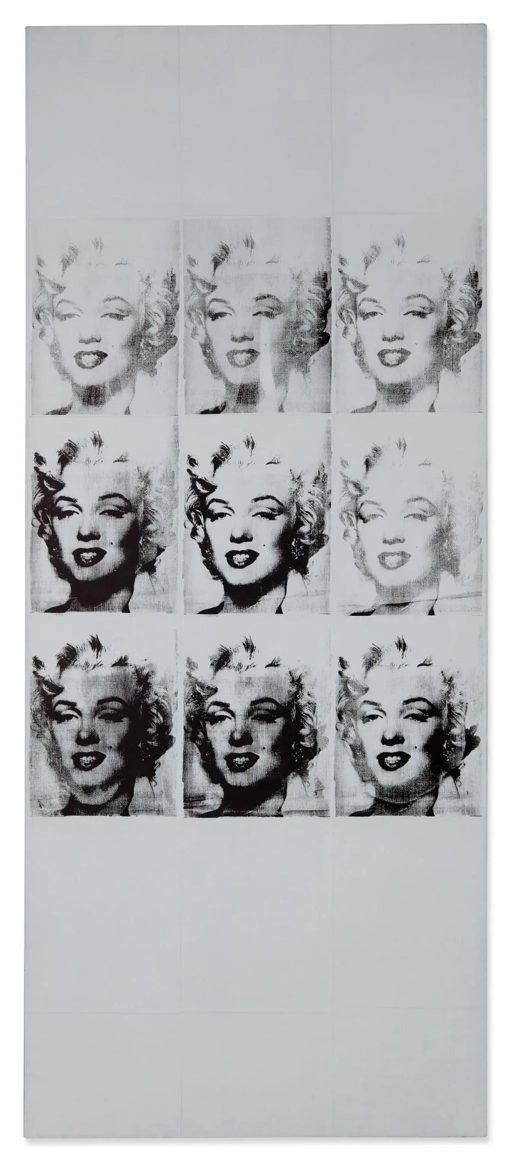 Andy Warhol, "Nine Marilyns". Obraz sprzedany za 47,4 mln dolarów