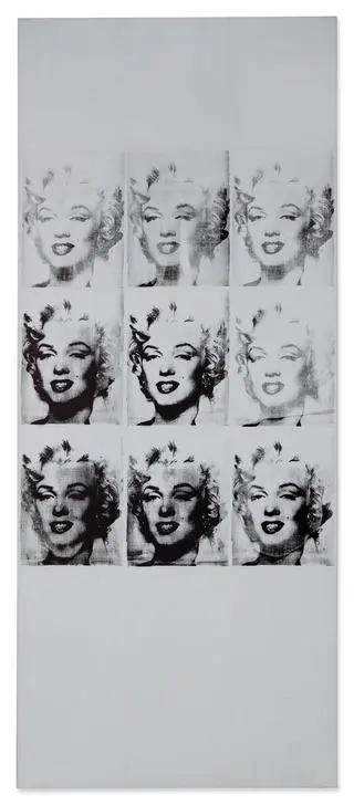 Andy Warhol, "Nine Marilyns". Obraz sprzedany za 47,4 mln dolarów
