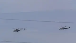 Białoruskie śmigłowce w rejonie Białowieży