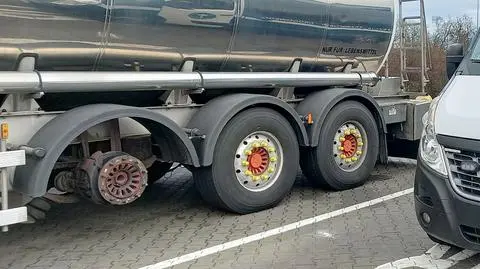 Cysterna bez jednego koła jechała autostradą A2