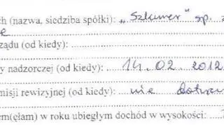 Fragment oświadczenia majątkowego Romana Czerwińskiego