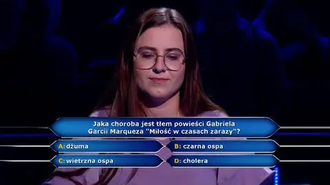 Pytanie w "Milionerach" o chorobę z "Miłości w czasach zarazy"