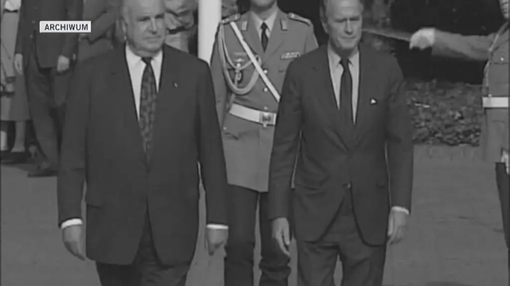 Helmut Kohl z Georgem Bushem Billem Clintonem i Tonym Blairem