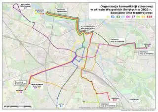 Specjalne linie tramwajowe w okresie Wszystkich Świętych 2022