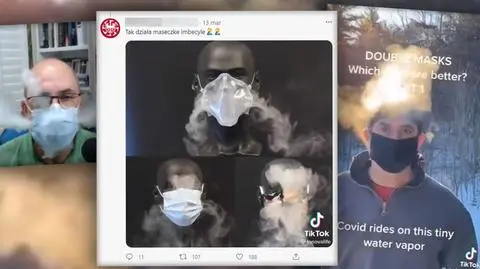 Maska i dym. To nie jest dowód, że maseczki nie chronią przed COVID-19