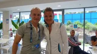 Jacek Mejer z Agnieszką Radwańską