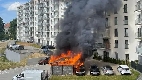 Pożar wiat śmietnikowych w Elblągu
