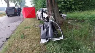 Samochód uderzył w drzewo, w wypadku zginęło dwóch młodych mężczyzn