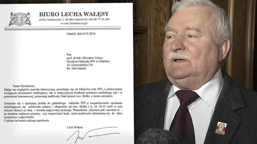 Wałęsa oświadcza, że chce "publicznego finału sprawy Bolka". Ze swoim udziałem