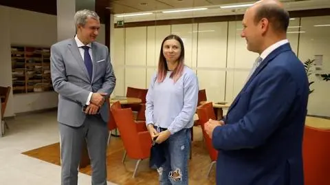 Kryscina Cimanouska w Warszawie. Jest pod opieka polskich służb dyplomatycznych.