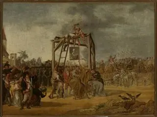 "Wieszanie zdrajców". Obraz pędzla francuskiego malarza Jana Piotra Norblina z 1794 roku
