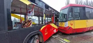 Zderzenie tramwaju z autobusem w Zgierzu
