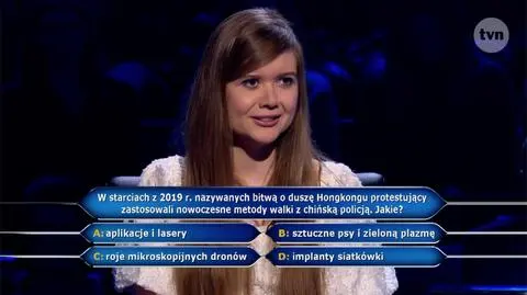 Pytanie w "Milionerach" o metody walki podczas bitwy o duszę Hongkongu 