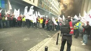 Protest górników w Warszawie