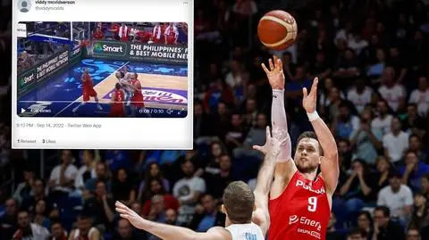 Piłka daleko od obręczy, on już wiedział, że wpadnie. Niesamowita radość na parkiecie