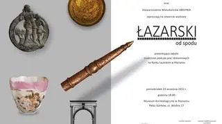 Zaproszenie na wystawę w Muzeum Archeologicznym w Poznaniu, która prezentowała zabytki odkryte przez poszukiwaczy w czasie remontu Rynku Łazarskiego