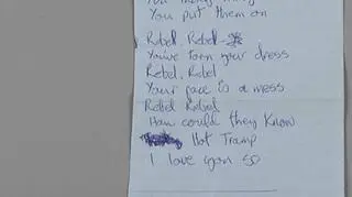Tekst piosenki "Rebel Rebel" z 1974 roku pióra Davida Bowie