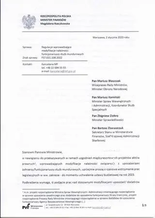 Pismo Minister Finansów o podwyżkach