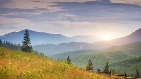 Jesień, góry, Karpaty, słońce