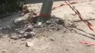 Miejsce uderzenia rosyjskiego pocisku 
