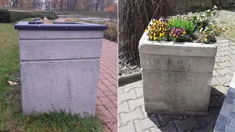 Stare, betonowe śmietniki nie były już potrzebne. Teraz są ozdobą