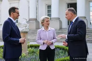 Mateusz Morawiecki, Ursula von der Leyen i Andrzej Duda