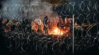 Migrant campsite at the Polish-Belarusian border