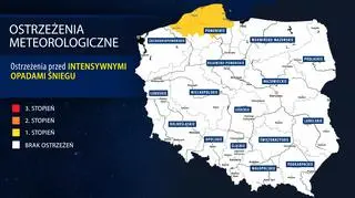Aktualnie czytasz: Śnieg będzie mocno sypał aż do rana. Żółte alerty IMGW na północy kraju