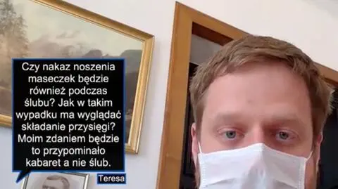 Czy nakaz noszenia maseczek obowiązuje również podczas ślubu? Wiceminister zdrowia odpowiada