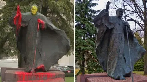 Zdewastowany pomnik Jana Pawła II. Zarzuty dla 25-latka