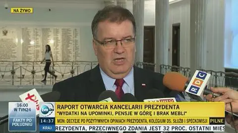 Andrzej Dera o audycie przeprowadzonym w Kancelarii Prezydenta