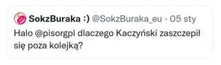 Tweet opublikowany na profilu Sok z Buraka 5 stycznia