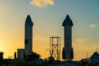 Rakieta Starship. Zdjęcie wykonano w Teksasie w lipcu 2021 roku 