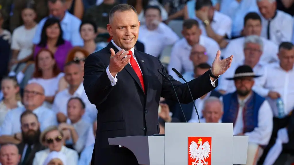 Karol Nawrocki podczas uroczystości z okazji rocznicy prezydentury