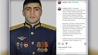 Zdjęcie Nurmagomieda Gadżimagomiedowa obok wpisu na Instagramie Siergieja Mielikowa